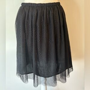 Mango Black Tulle Skirt with Silver Detail – Size Medium